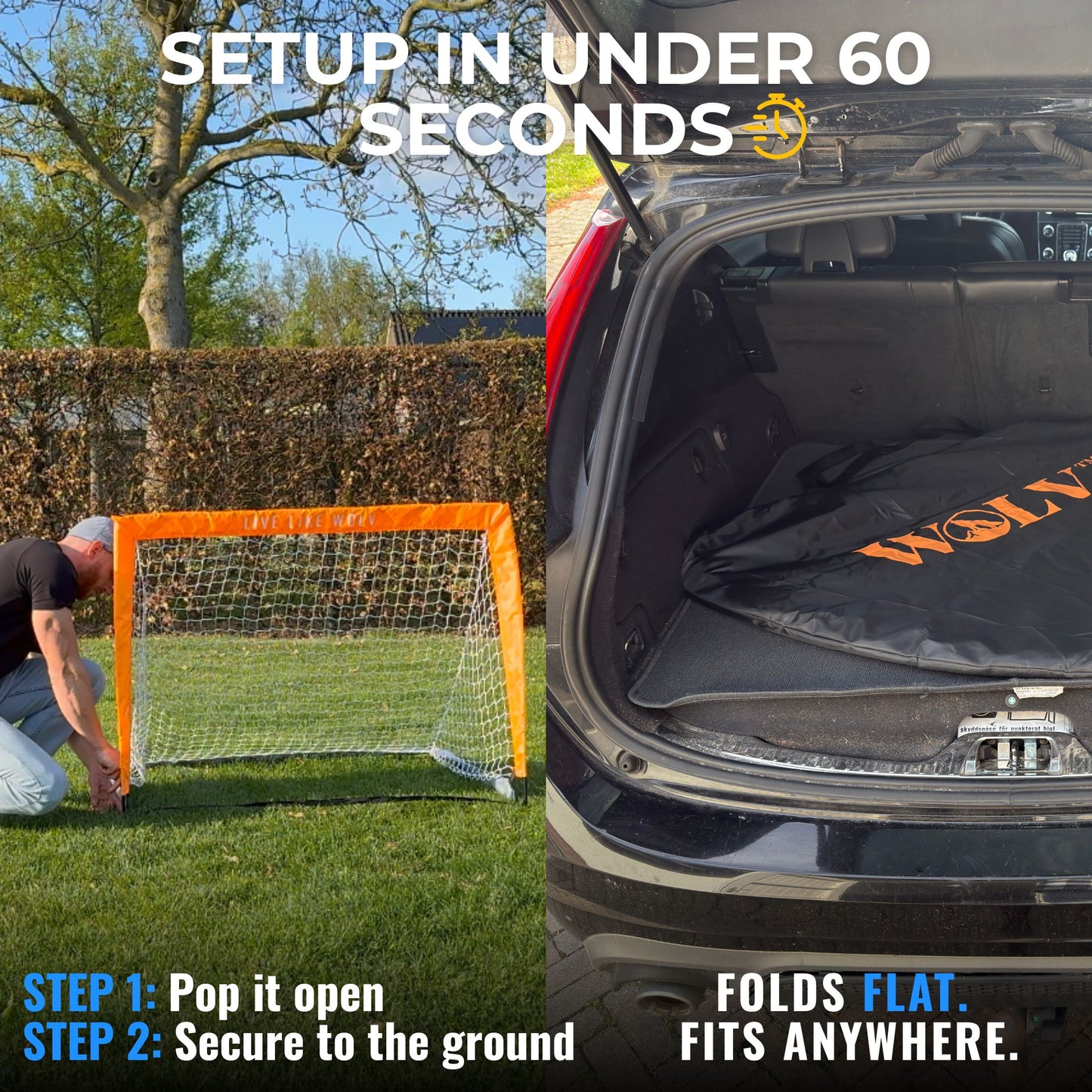 FOLDABLE SOCCER GOALS FOR KIDS - 2-PACK