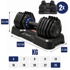 Adjustable Dumbbells 25KG — Set of 2