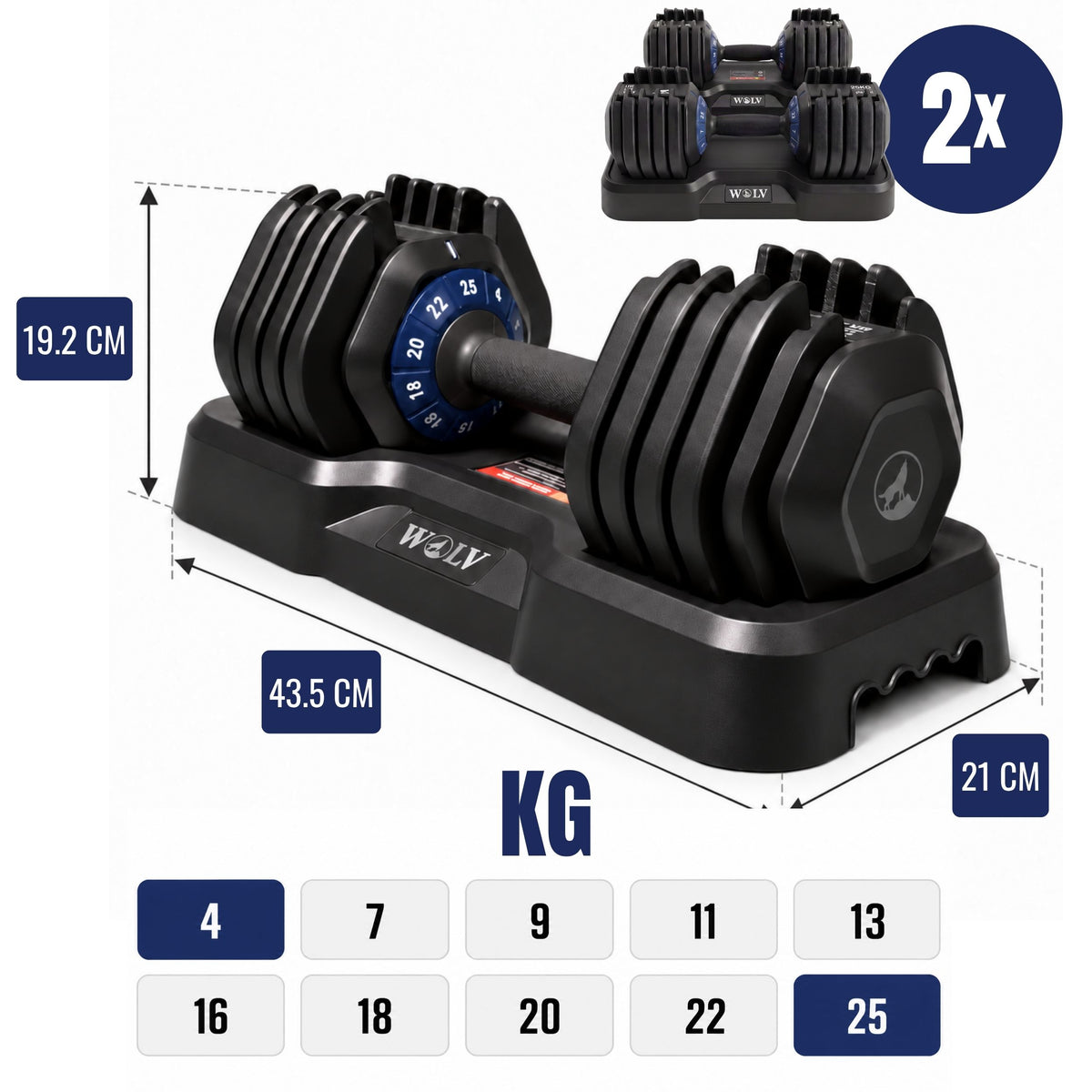 Verstelbare halters 25KG — Set van 2
