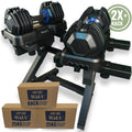 VERSTELBARE HALTERS 25KG - SET VAN 2 + HALTERREK