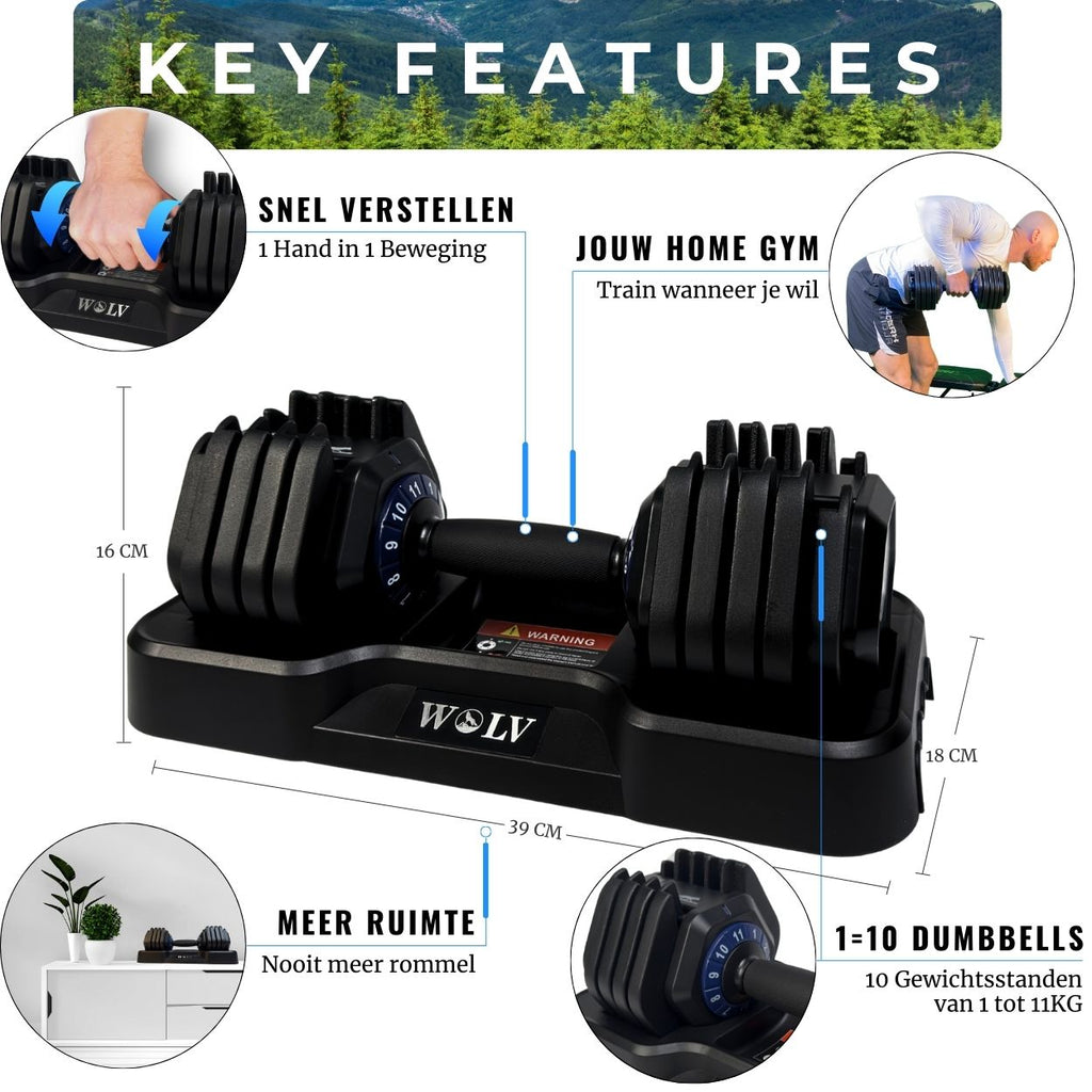 VERSTELBARE HALTERS 11KG - Set van 2