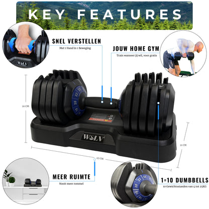 ADJUSTABLE DUMBBELLS 25KG - SET OF 2