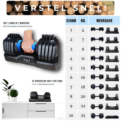 ADJUSTABLE DUMBBELLS 25KG - SET OF 2