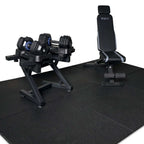 WOLV Home Gym Setup B with 25 kg adjustable dumbbells, dumbbell rack, Bastion weight bench and rubber floor tiles