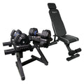WOLV Home Gym Setup A with 25 kg adjustable dumbbells, dumbbell rack and Bastion weight bench