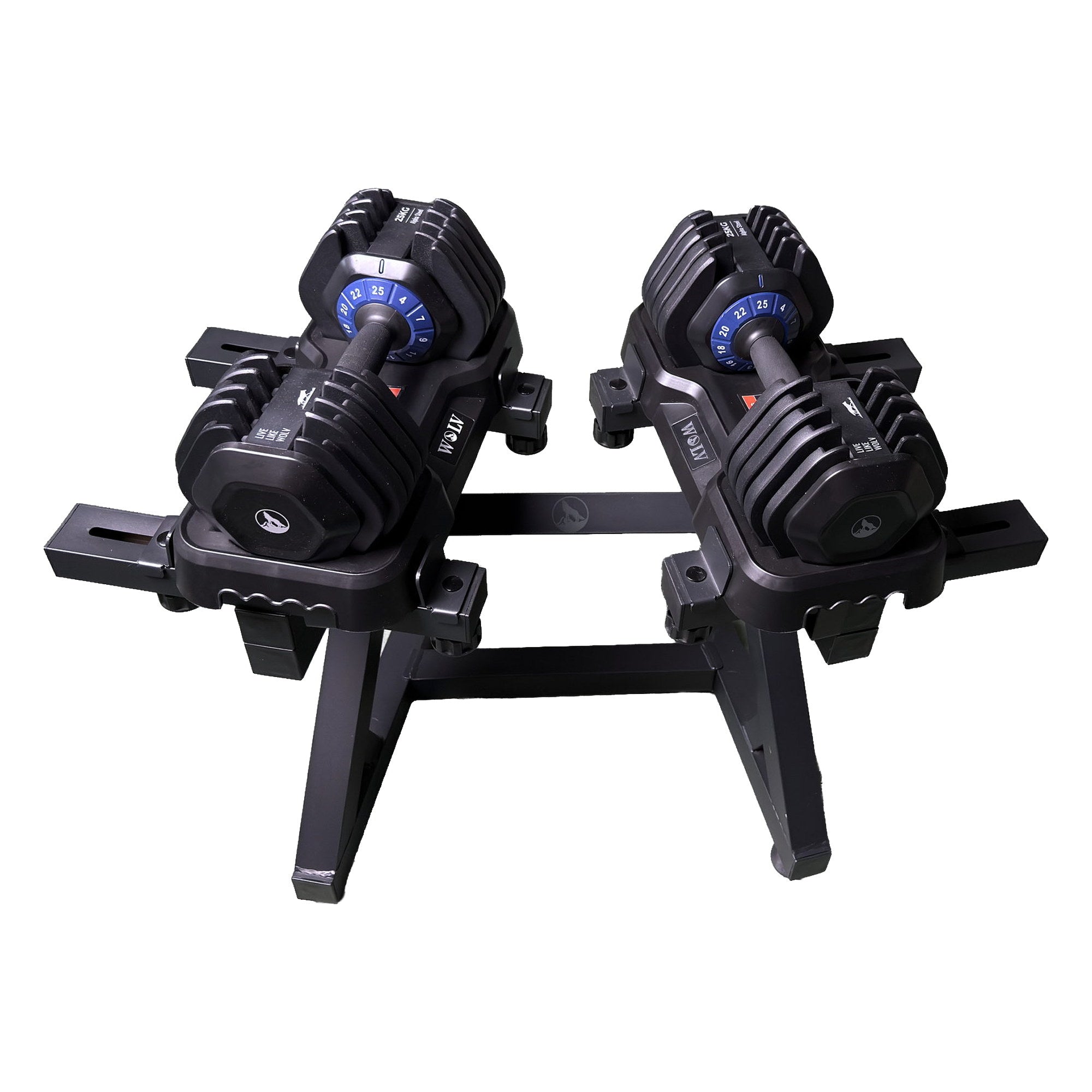 VERSTELBARE HALTERS 25KG - SET VAN 2 + HALTERREK