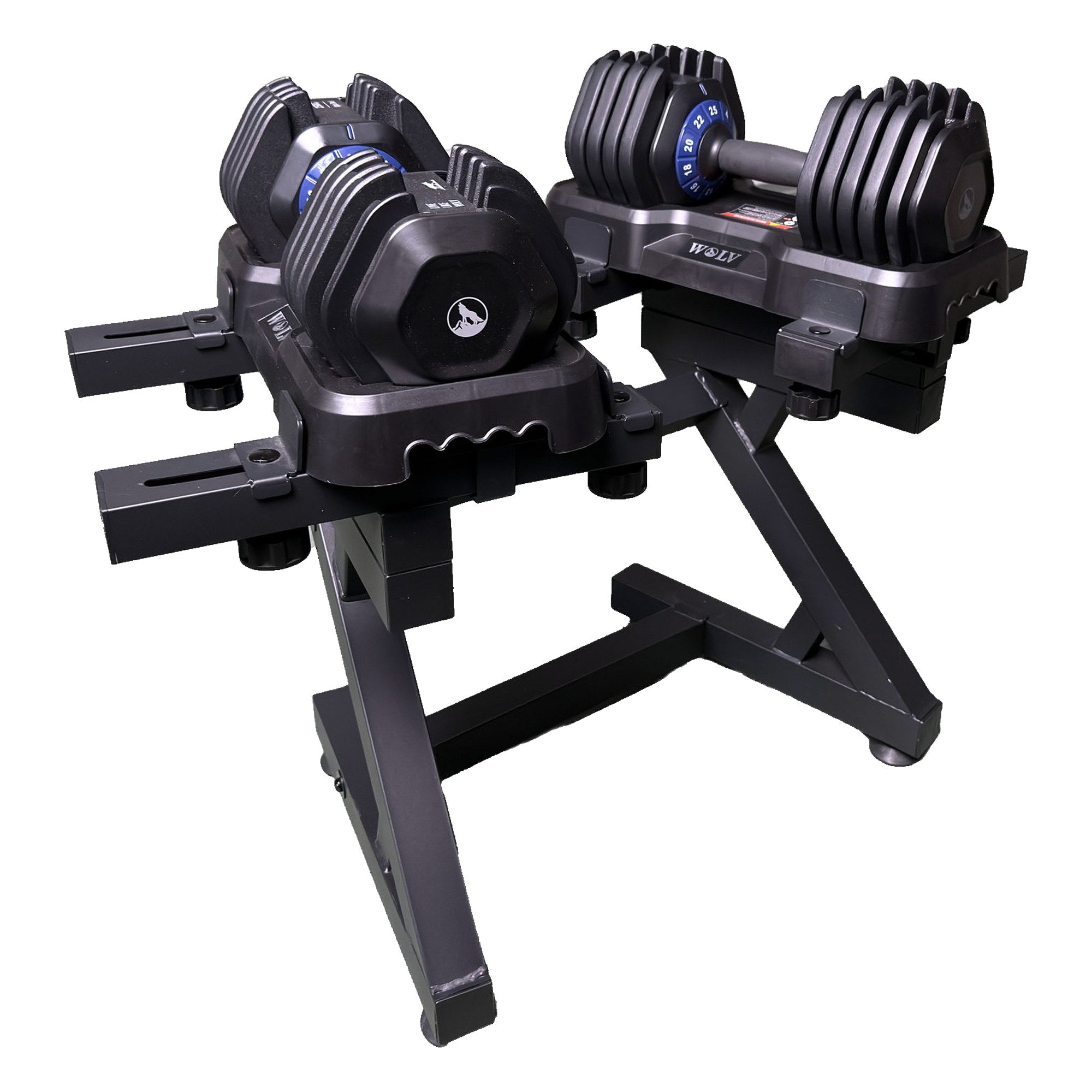 VERSTELBARE HALTERS 25KG - SET VAN 2 + HALTERREK