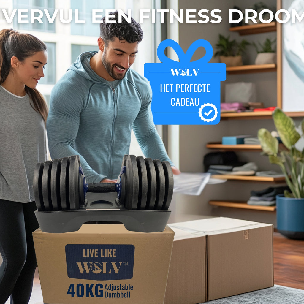 VERSTELBARE HALTER 40KG SET - VAN 2 + HALTERREK