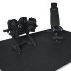 WOLV Home Gym Setup B met verstelbare halters van 40 kg, halterrek, Bastion-trainingsbank en rubberen vloertegels