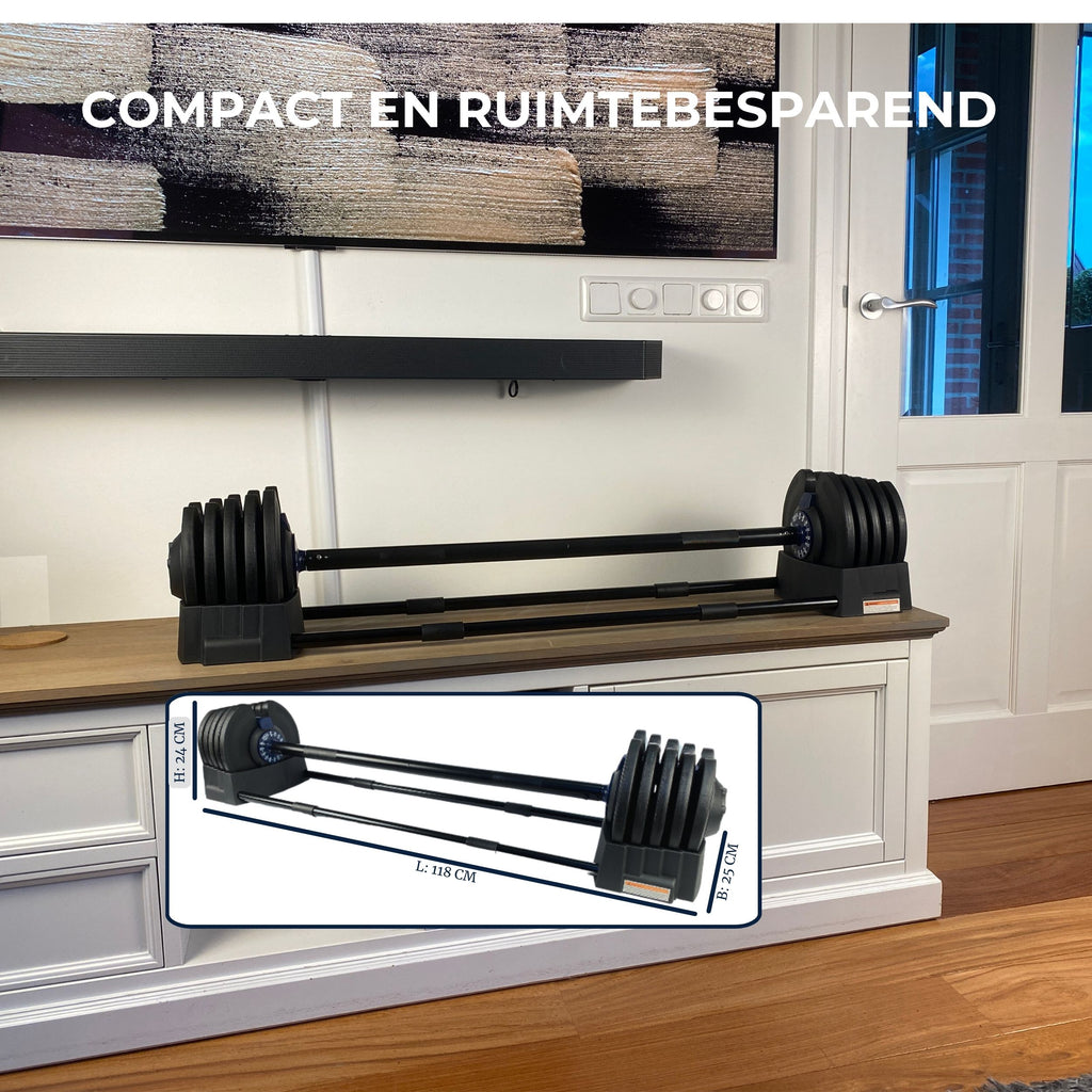 VERSTELBARE BARBELL 41KG - OM TE BOUWEN NAAR 40KG DUMBBELL
