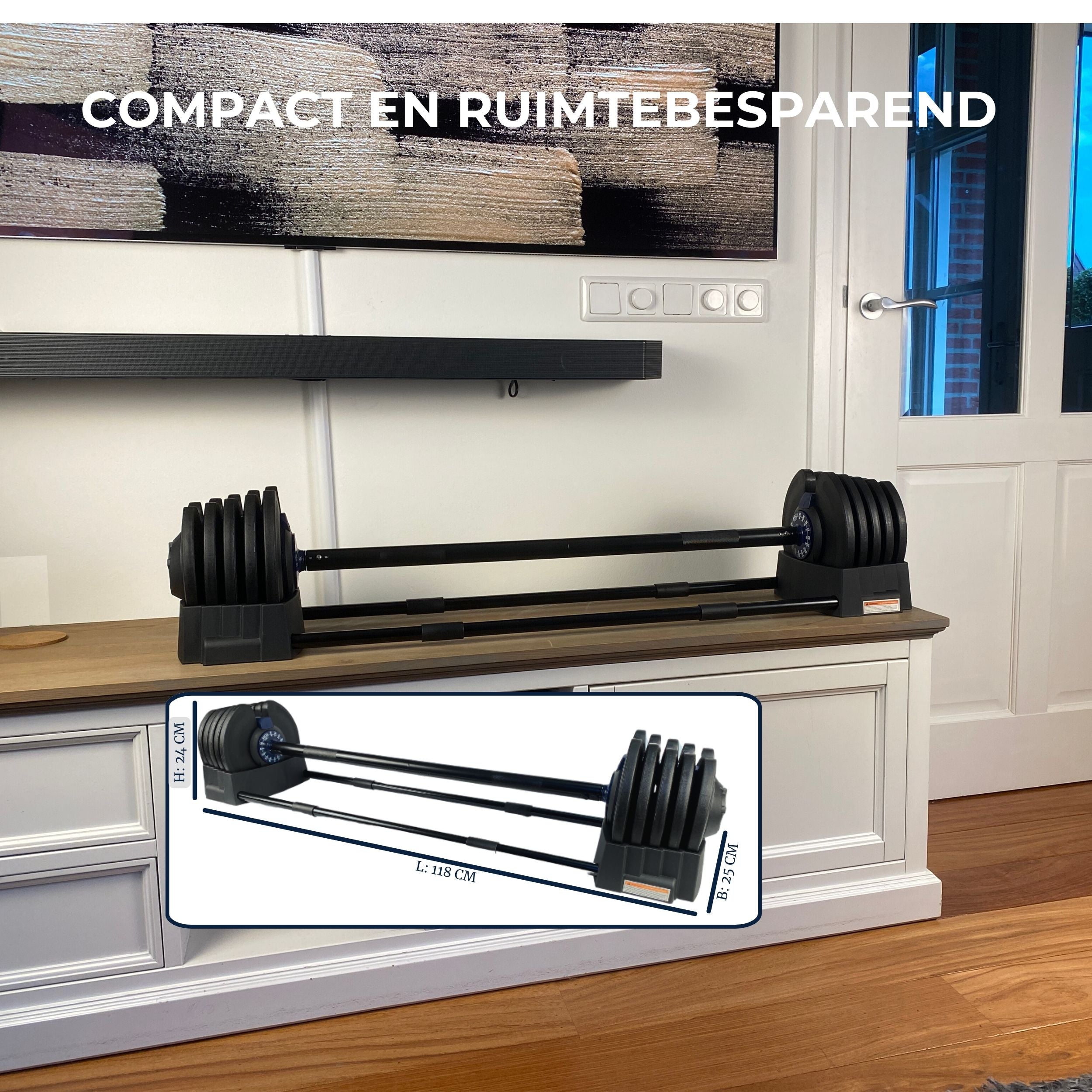 VERSTELBARE BARBELL 41KG - OM TE BOUWEN NAAR 40KG DUMBBELL