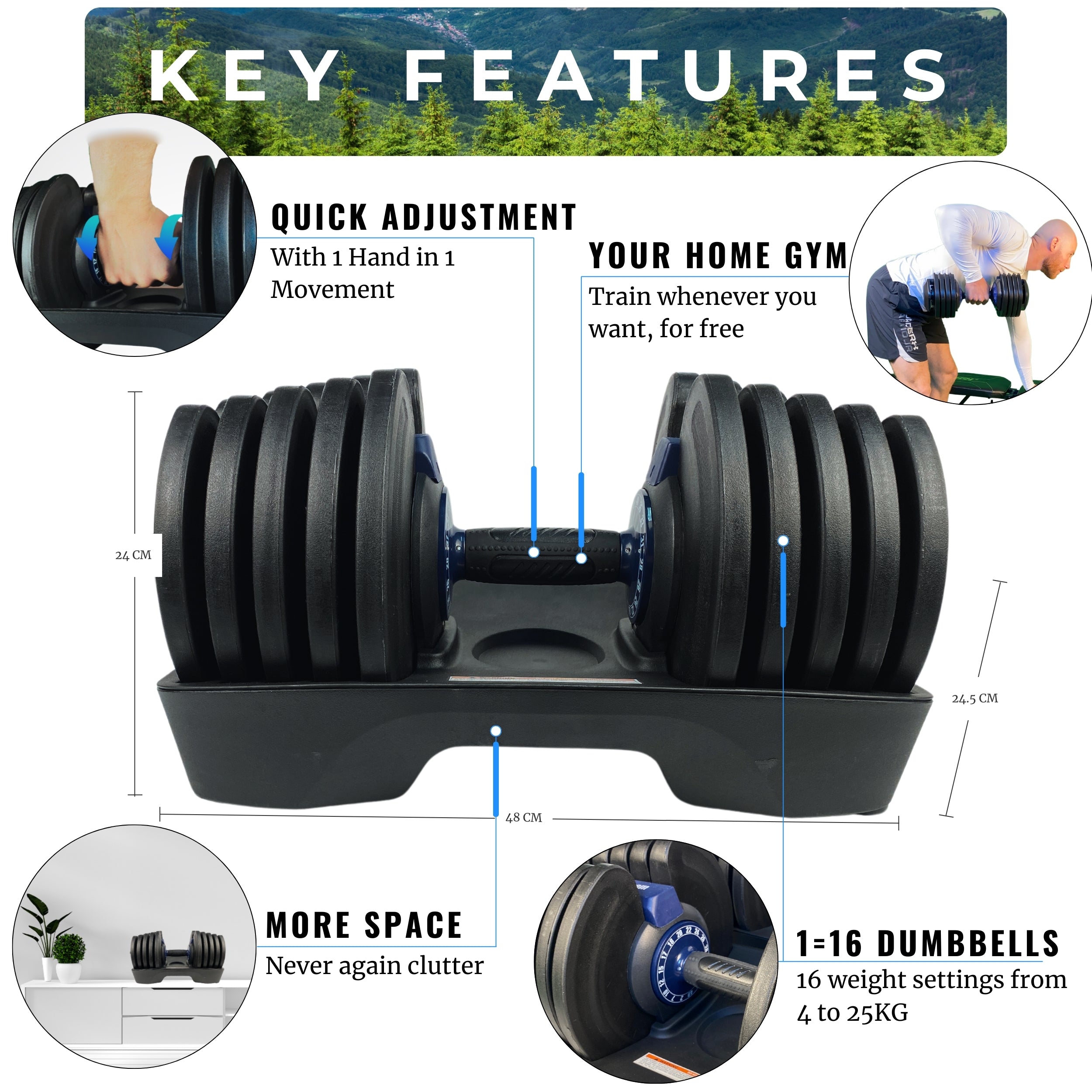 VERSTELBARE HALTER 40KG