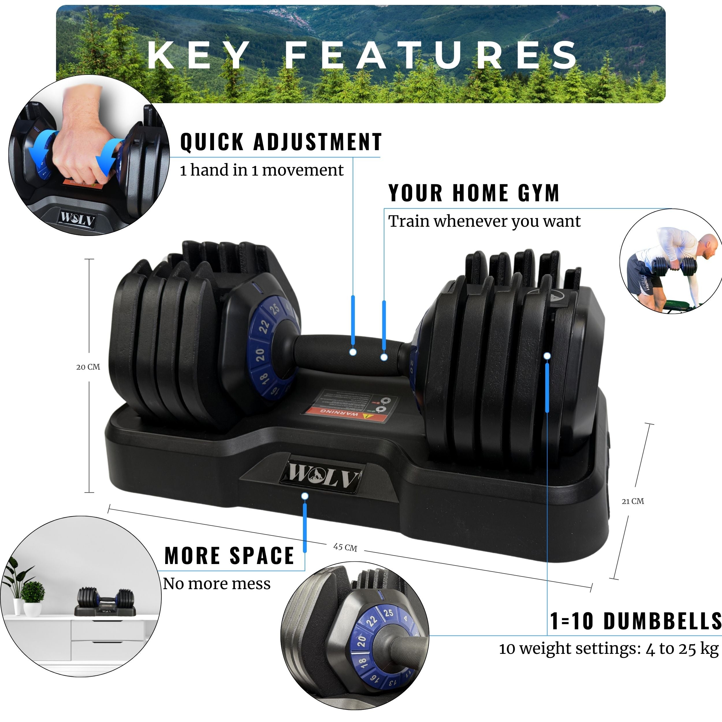 VERSTELBARE HALTER 25KG