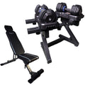 WOLV Home Gym Setup A — Adjustable Dumbbells, Bench & Rack