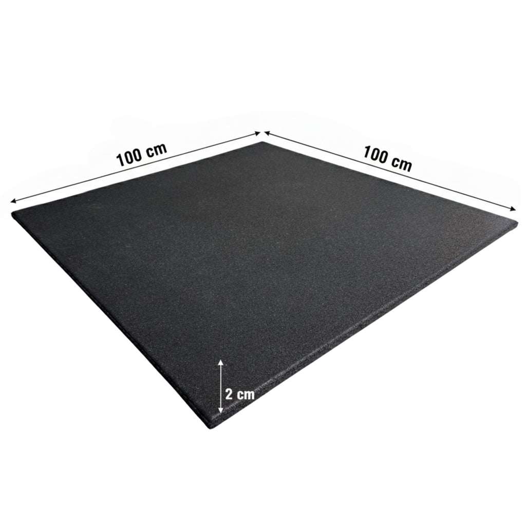 Rubber Gym Floor Tile | 100×100 cm × 2 cm | Shock-Absorbing Mat for Home Gym Setups
