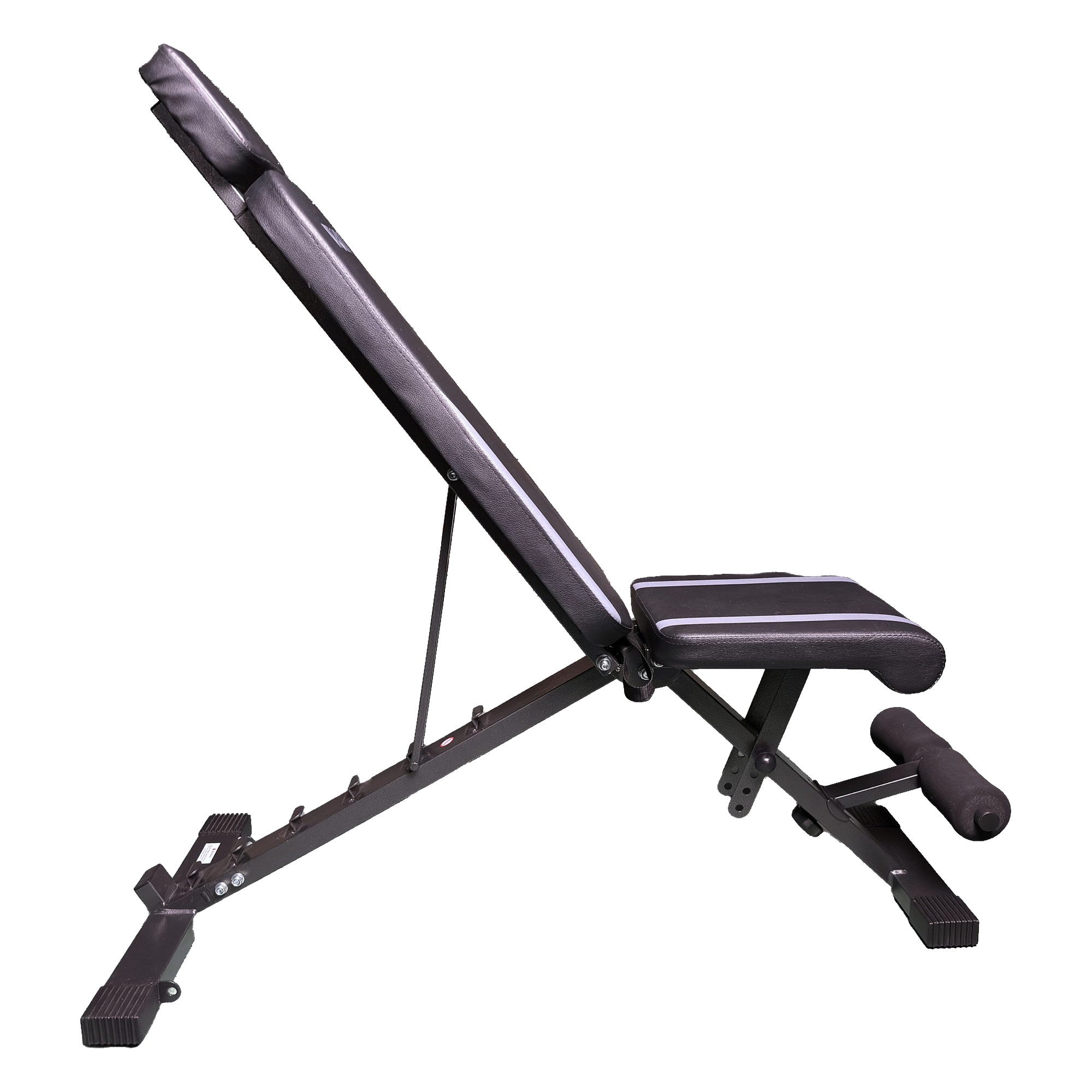 Full side profile of the Bastion foldable bench showing the adjustment ladder and triangular frame