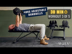 WOLV Home Gym Setup — Adjustable Dumbbells, Bench, Rack & Tiles